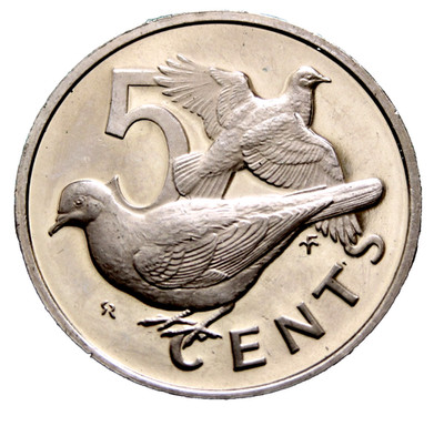 British Virgin Islands 1973 5 CENTS, Zenaida Doves Birds Set Issue UNC Proof