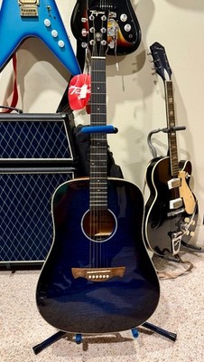 Tagima TW 30 EQ Acoustic Electric Dreadnaught Guitar - Trans Blue Tigerstripe