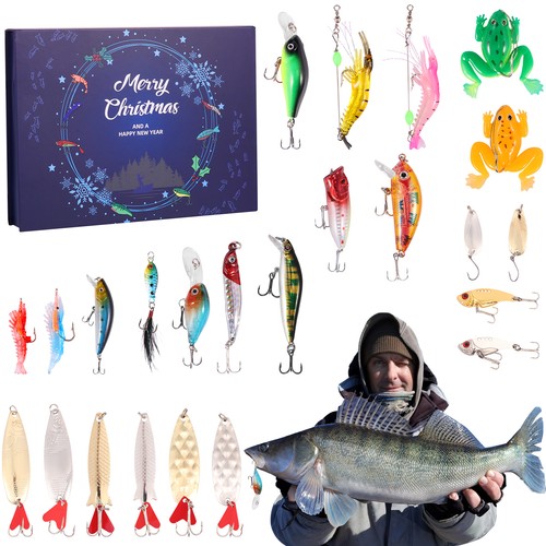 Fishing Tackle Countdown Calendar 24 Days Fishing Lures Christmas CuNTW - Picture 9 of 10