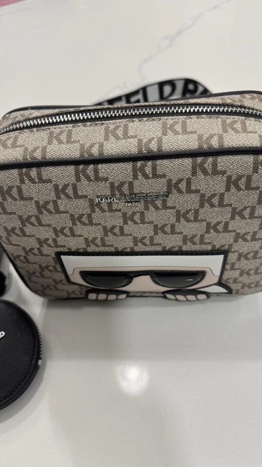 Karl Lagerfeld Paris Maybelle Brown Crossbody Camera Bag & Handbag NWT - Image 2 of 3