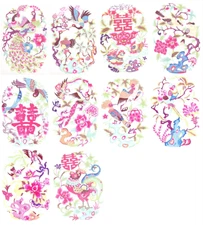 Paper Cuts 2 Birds Set Large Set 10 Colorful Separate Pieces XA