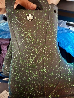Crocs Handle It Rain Boots Black Glow in the Dark Sz 2