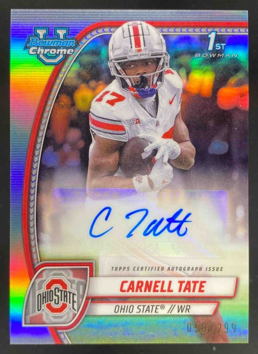 Carnell Tate 2024 Bowman Chrome University Refractor Auto /299 #PA-CTA