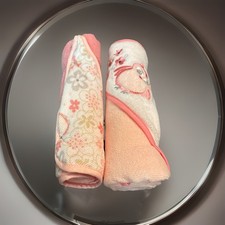 New Baby Girl Rolled/Carded Hooded Towels Lot Of 2 Pink NWOT