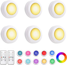 LED Puck Lights 6 Pack,16 Color Changeable Wireless LED Cabinet Lights,Battery O