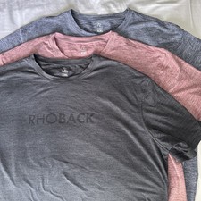 Lot 3 Rhoback Blitz Tech Tee Men s XXL Short Sleeve Crew Neck T-Shirts Heathered