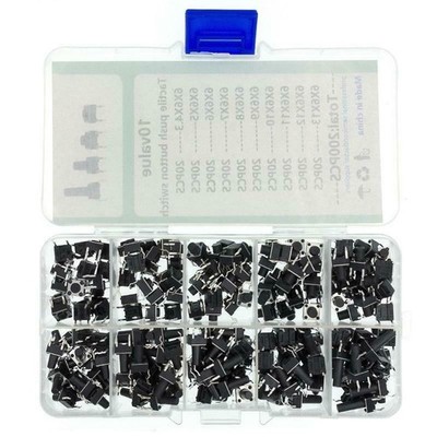 200pcs 6x6 Tact Micro Switch Tactile Push Button Kit Height 4.3MM~13MM DIP 4P US
