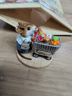 Retired RARE Wee Forest Folk WFF Market Mouse Shopping Cart M 150