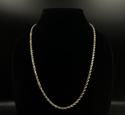 24  14K Solid Yellow Gold Diamond Cut Rope Chain | 31.43g | 4mm | Lobster Clasp