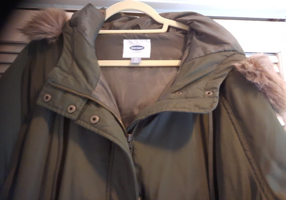 Antigua Chaqueta Azul Marino Para Hombres Parka Abrigo Verde Imitación Piel Capucha Forrada Aislada Cálida Talla XXL Foto 3 de 4