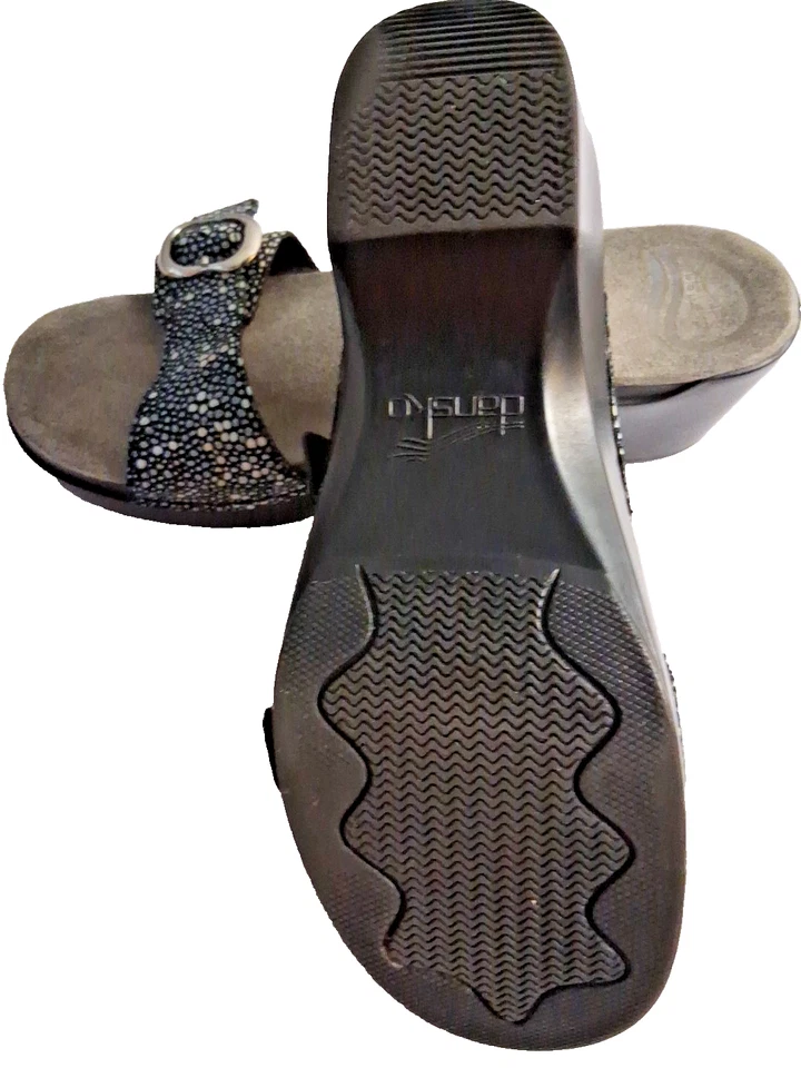 Dansko Sophie 女式 38 码黑色白色圆点楔形凉鞋 9841180200 — 第 4/4 张图片