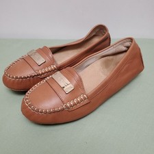 Vionic Sydney Loafers Women 6 Nubuck Brown Leather Moc Toe Flats Shoes Orthaheel