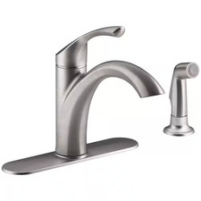Kohler Mistos Single-Handle Standard Kitchen Faucet with Side Sprayer Silver