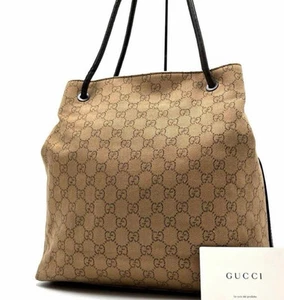 Authentique sac à bandoulière motif GUCCI GG beige grande capacité du Japon