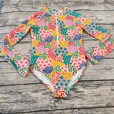 Hanna Andersson Patchwork Floral Long Sleeved Rashguard Swimsuit size 12
