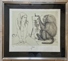 Pierre Yves Trémois Lithographie sur papier Le singe peignant et la femme 63/75
