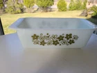 Vintage Pyrex #913 Spring Blossom Green Crazy Daisy Bread Loaf Pan 8 1/2”x4 1/2”