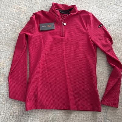 Kjus Women s Seoul Mid layer Half Zip Size Small Cranberry Color