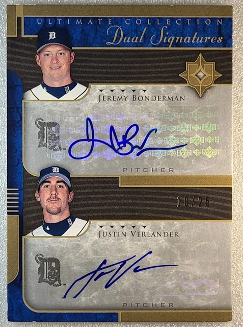 Justin Verlander & Jeremy Bonderman 2005 UD ULTIMATE DUAL SIGNATURES AUTO /25 RC