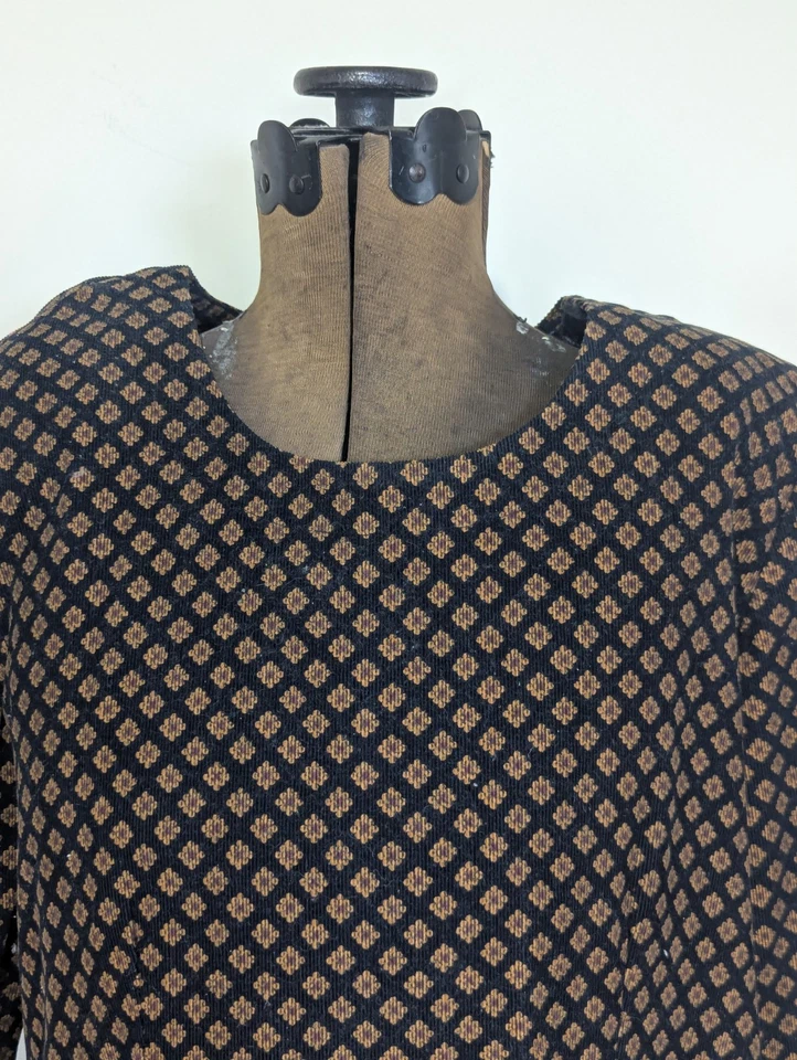 Vestido Midi De Colección S Roberts Años 90 Y2K Pana Talla 14/16 Cierre Trasero Bolsillos Algodón Foto 2 de 4