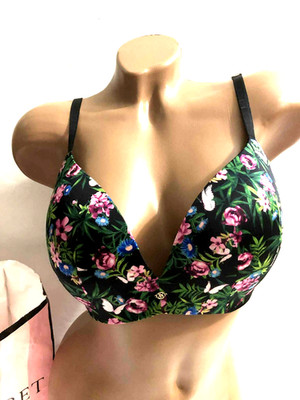 Victoria's Secret So Obsessed by Victoria's Secret Wireless Black Floral Bra NWT