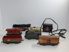 Vintage Marx Toys Tin Electric 6 Piece Train Set New York Central W/ Transformer
