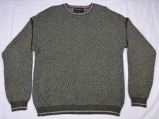 Vtg 90s Woolrich Knit Sweater Men  s M Olive  Beige Birdseye Crewneck USA