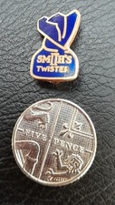 vintage enamel Smiths Twister badge (Smiths salt and shake crisps)