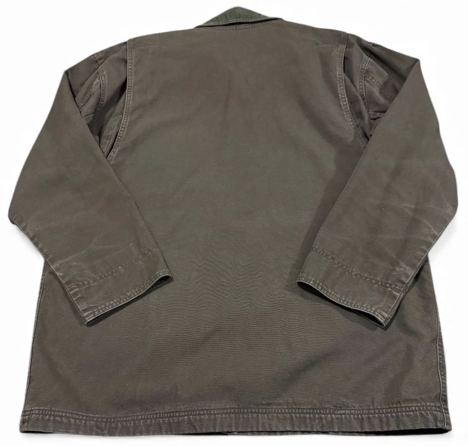 Vintage L.L. Abrigo de campo de lona Bean forrado de franela verde para hombre XL  Foto 2 de 4