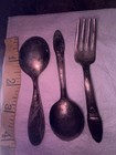 1847 Rogers Bros Silverplate Floral Flatware Set, 2 Spoons & 1 Fork — photo 3