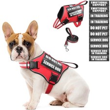 Service Dog Vest Harness and Leash Set 10 Patches,No Pull Adjustable Reflecti...