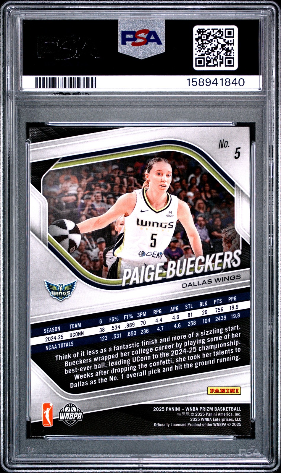 2025 PANINI PRIZM WNBA #5 PAIGE BUECKERS ROOKIE RCPSA 9 view 2