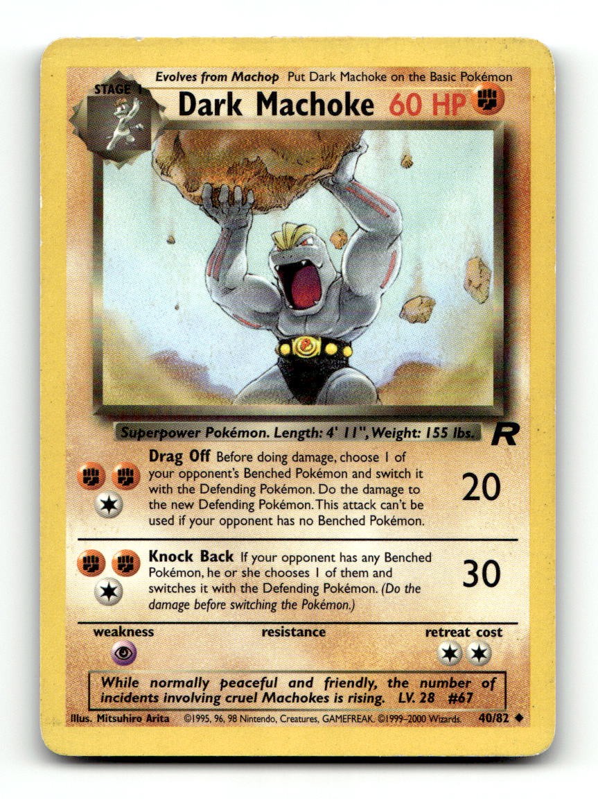 Dark Machoke 40/82 Uncommon Team Rocket Pokemon Unlimited Lightly Played