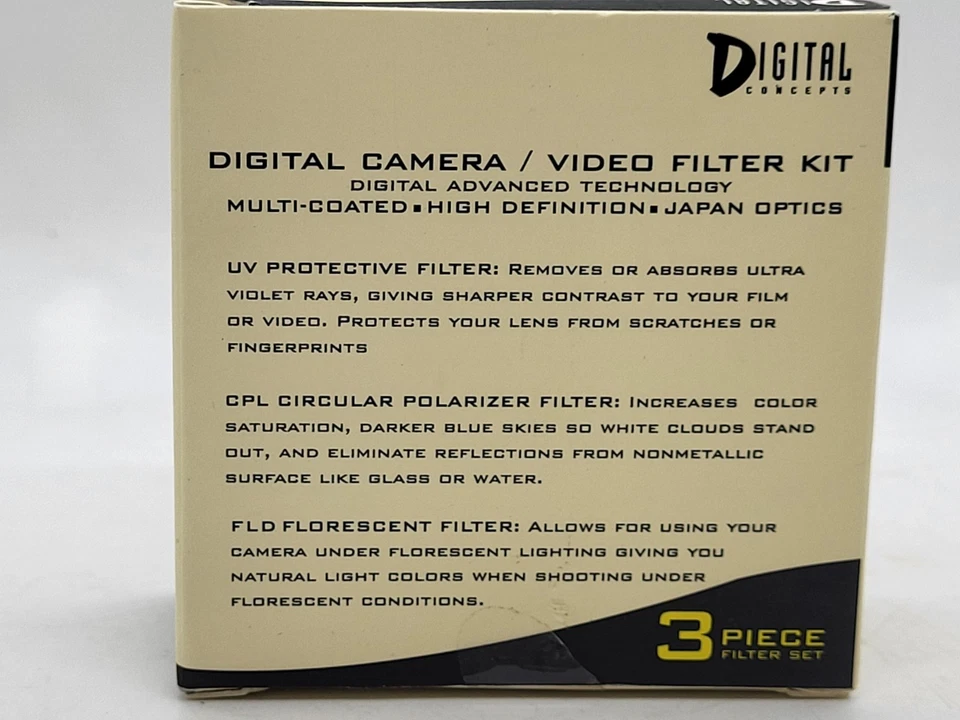 Digital Concepts 58mm Camera Video 3 Filter Kit - UV, Fluorescent, Cir Polarizer - Image 4 of 4