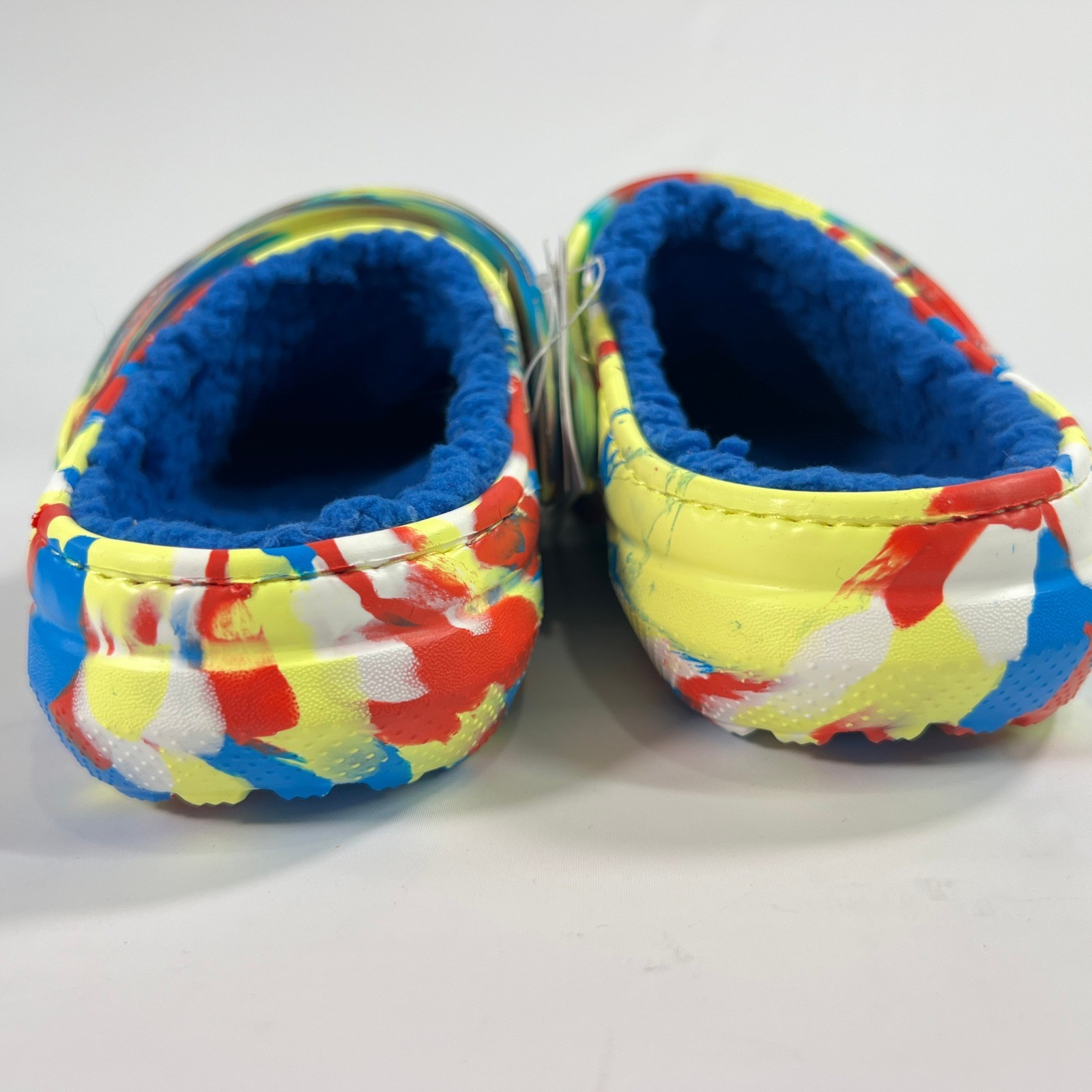 Crocs Kids' Classic Lined Marbled Clog Sulphur/Multi Tie-Dye Blue Fur Size 3 image 7