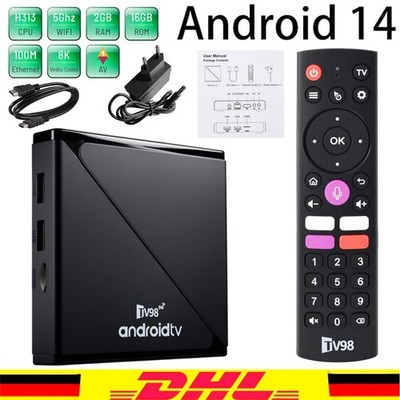 Neu Smart TV BOX Android 14 5G WIFI 2+16GB 4K HD Quad Core Media Player HDMI DHL