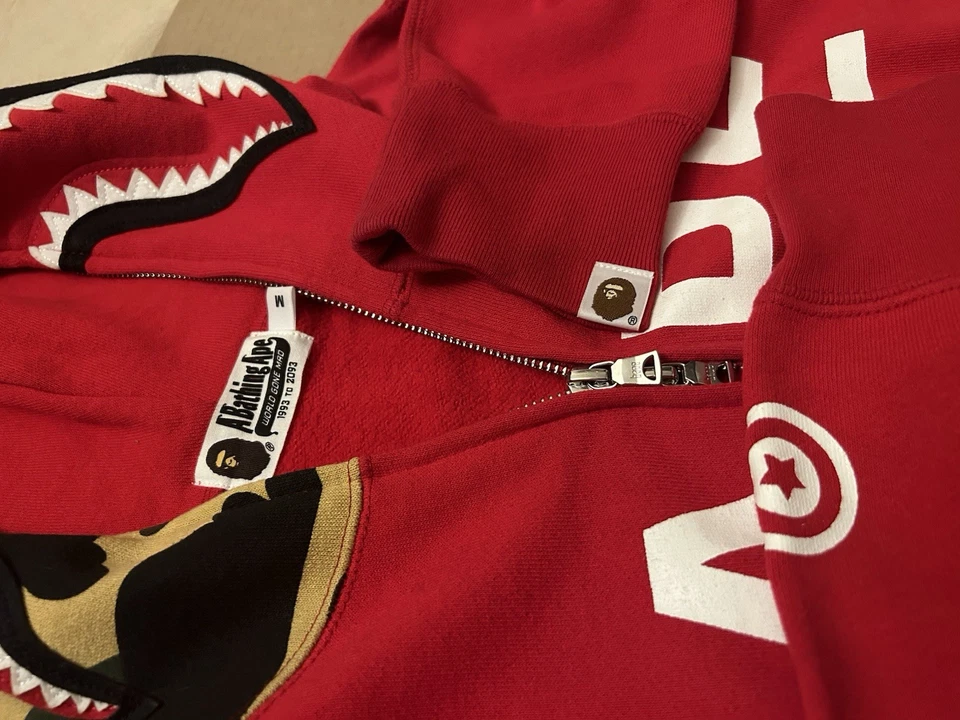 A Bathing Ape Bape Red Camo Full Zip Hoodie Size M - Image 2 of 4