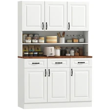 HOMCOM 71" Kitchen Pantry, Farmhouse Storage Cabinet with Drawers, Doors