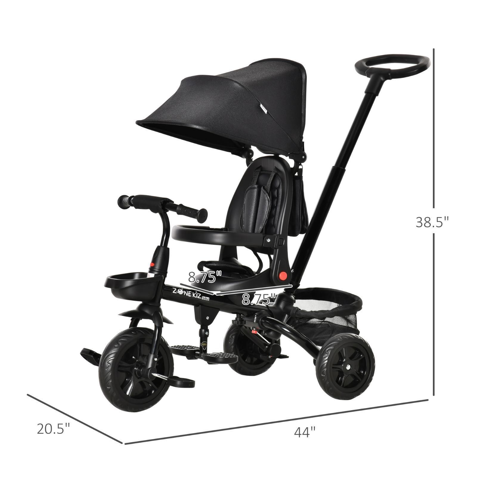 Riding Toys 4-in-1 Toddler Trike Adjustable Push Handle Tric