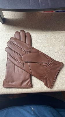 Qimailer Driving Leather Gloves - Chocolate Brown  1 Pair - New - Small