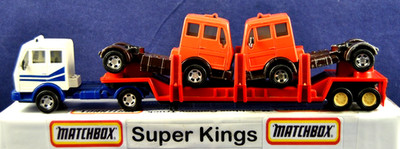Matchbox Super-Kings K-8 Mercedes Truck & Low-Loader Boat Trailer w EXPORT LOAD