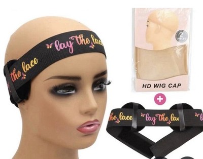 HD Wig Cap & Lay the Lace Wig Band Set for Lace Wigs - Includes Wig Band & Cap