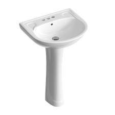 HOROW 22x19 Inch U-Shape Pedestal Sink,White Ceramic Bathroom Sink with Overflow