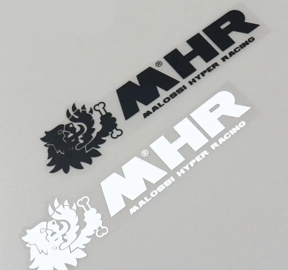 ADESIVO STICKER MALOSSI MHR NERO BIANCO DOUBLE 150x30 mm