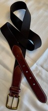 L.L. BEAN Men  s 42  Comfort Waist Brown Belt Brass Buckle Leather Tabs USA Made
