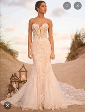 Maggie Sottero Benji Wedding Dress Ivory Blush Sequin Lace Mermaid Altered 12