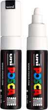 Posca Uni PC-7M Water-Based Paint Markers, Broad Tip 4.5-5.5Mm , White, 2 Count