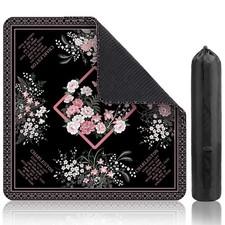 Black Pink Floral Chinoiserie Mahjong Mat for...