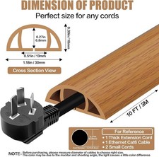 FLOOR CORD COVER Self Adhesive Cord Hider - NEW - BROWN WOOD - FREE SHIP