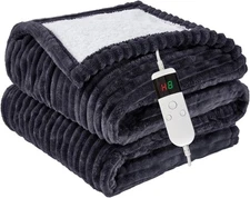 Heated Electric Throw Blanket – Soft Flannel, 10 Heat Levels, Auto Off